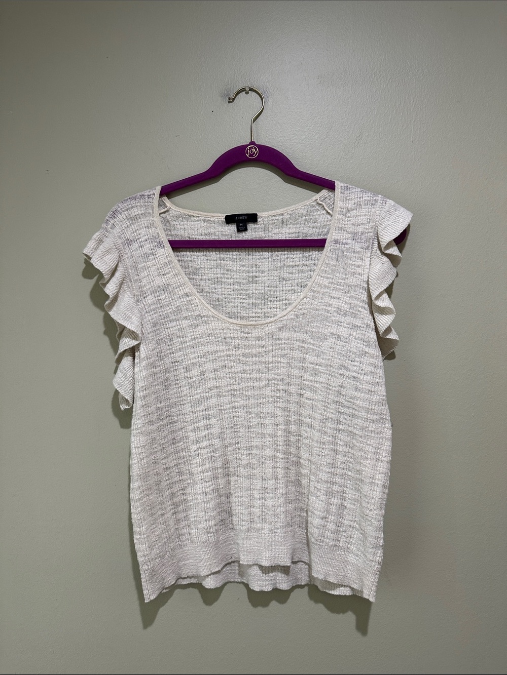 🔥J. Crew Cream Ruffle-Sleeve Knit Tank